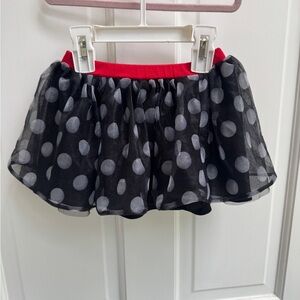 Disney Minnie Mouse 3T Girls Black and White Polka Dot Tulle Skirt